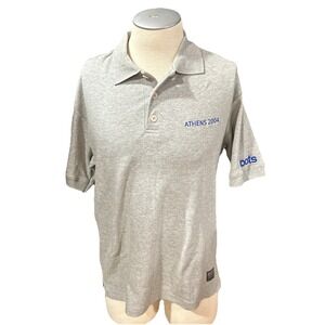 Roots Athletic Polo Shirt Mens Small Athens 2004 Grey Vintage